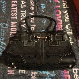 Coach Black Shoulder Bag with Signature Design